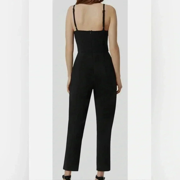 French Connection Womens Black Square-Neck Tapered Leg Crop Jumpsuit Size 4 - Picture 3 of 13